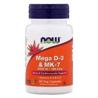 Now Foods, Mega D-3 & MK-7, 60 капсул