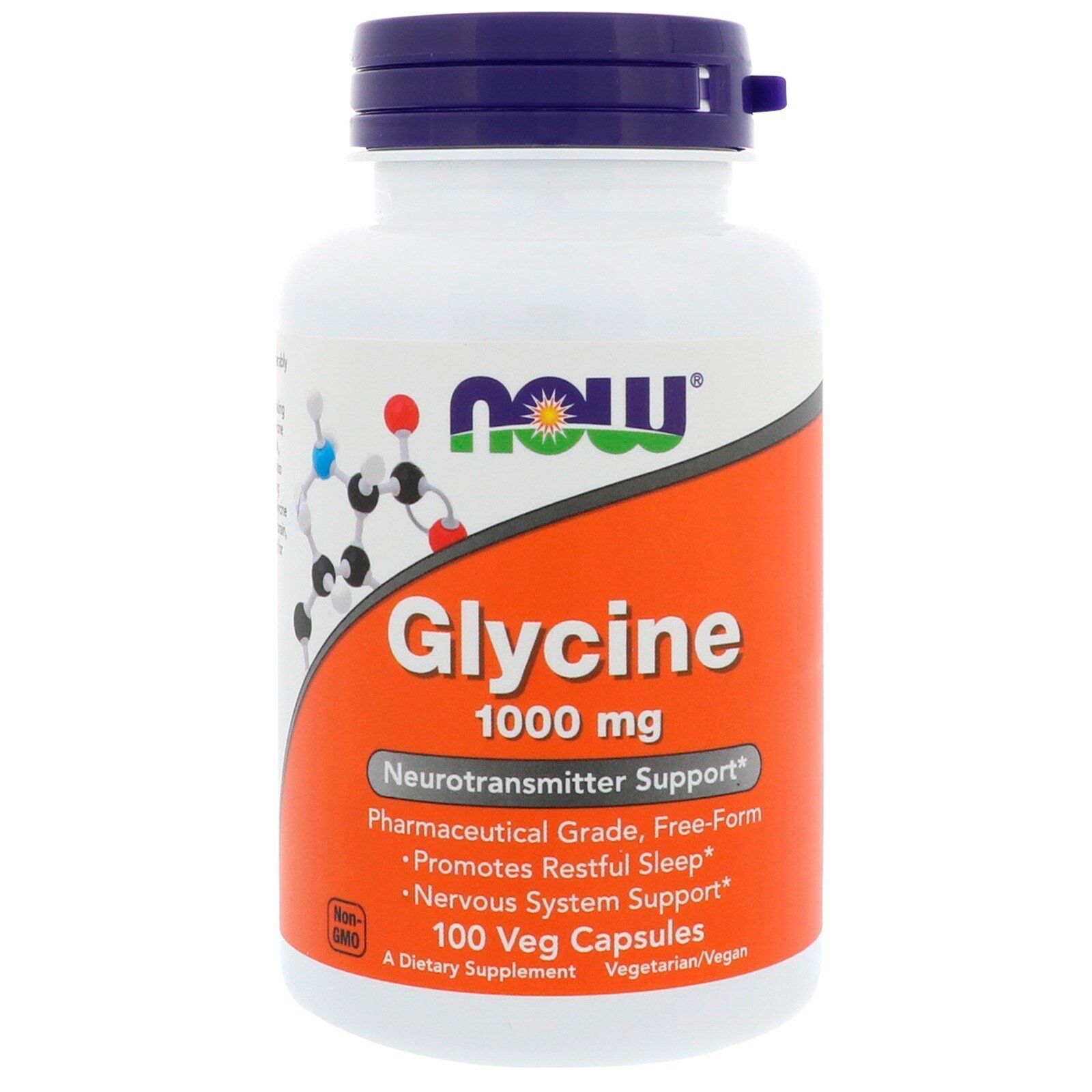 БАД "NOW Глицинон" ("NOW Glycine 1000mg") (капсулы массой 1214 мг ±10%), 100 шт