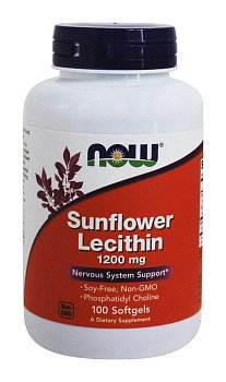 Now Foods  Sunflower Lecithin  Подсолнечный Лецитин, 1200 мг, 100 мягких капсул