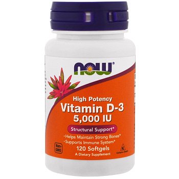 NOW: Vit D-3 5000 IU /120 Softgels/